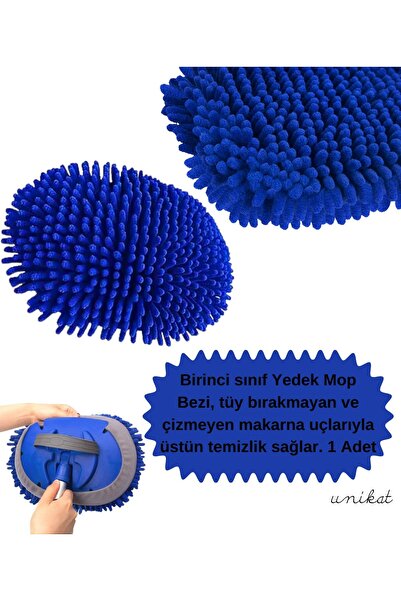 UNIKAT Teleskopik Mikrofiber Araç Yıkama Fırçası Yedek Mop Başlığı Mavi 1 Adet
