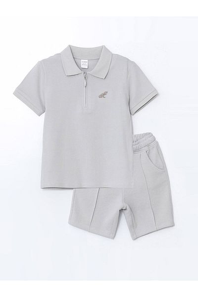 LC Waikiki تي شيرت وشورت للأولاد بسحاب للأطفال من Lcw Kids، عبوة من قطعتين