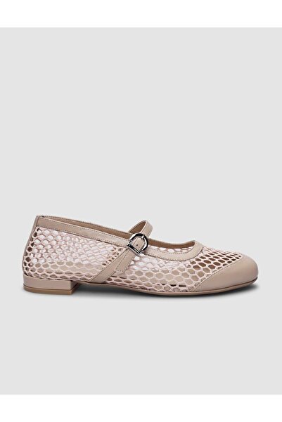 Cabani Бежевий колір, 100% натуральна шкіра - жіночі балетки з сітчастою заст...