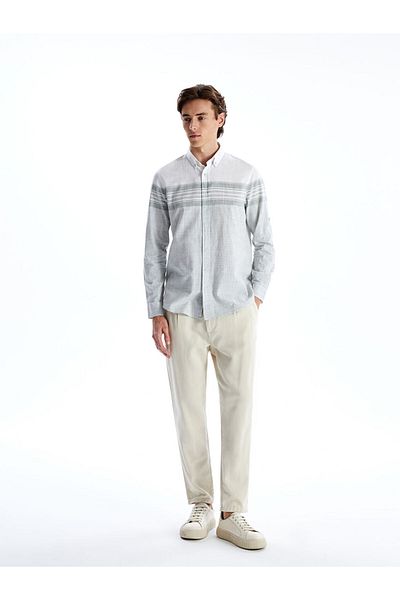LC Waikiki Regular Fit Long Sleeve Striped Poplin Men's Shirt