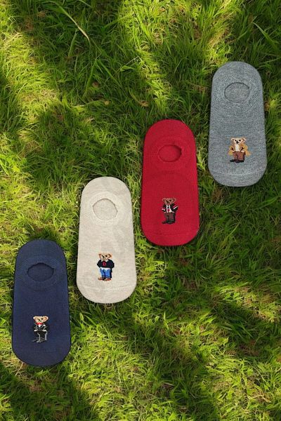 Mono Socks 4 Pack Teddy Bear Invisible Sneaker Socks