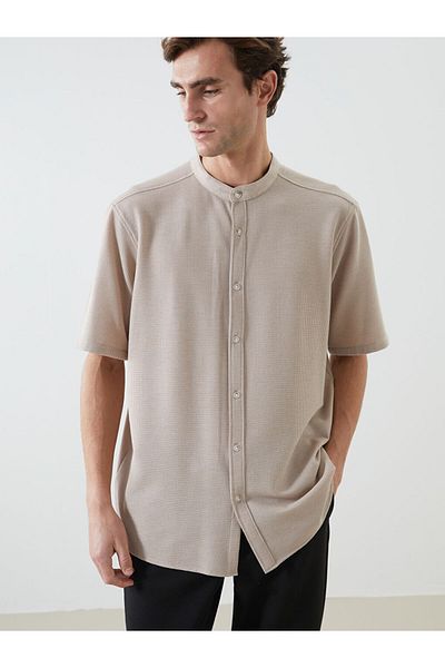 LC Waikiki Ανδρικό πουκάμισο με υφή LCW Vision Regular Fit με κοντό μανίκι Dobby
