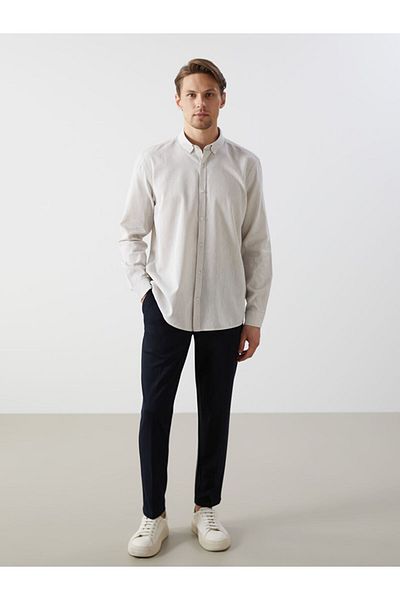 LC Waikiki Ανδρικό πουκάμισο New Season Slim Fit μακρυμάνικο λινό μείγμα - S55710Z8