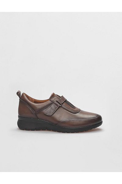 Cabani Genuine Leather Tan Velcro Closure Women's Comfort Shoes