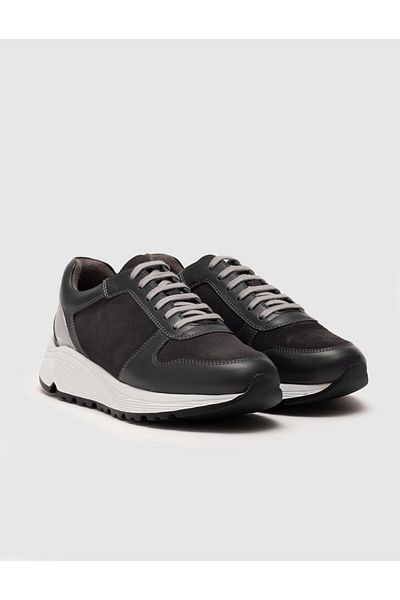 Cabani Pantofi sport de damă din piele naturală bleumarin - cu șireturi