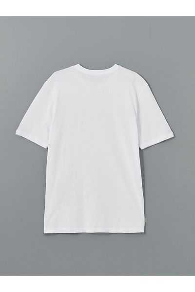 LC Waikiki Tricou pentru bărbați din bumbac pieptănat cu mânecă scurtă cu decolteu și imprimeu de sezon nou - S55457Z8