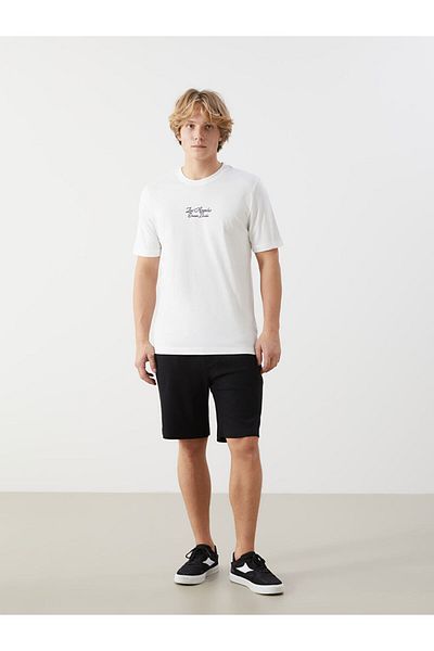 LC Waikiki New Season Crew Neck Κοντό μανίκι εμπριμέ χτενισμένο βαμβακερό ανδρικό Tisort - S55887Z8