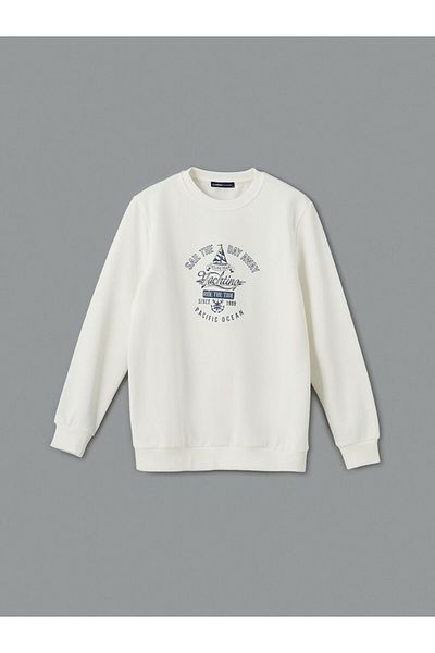 LC Waikiki Ανδρικό χοντρό φούτερ LCWAIKIKI Classic Crew με μακρυμάνικο εμπριμέ