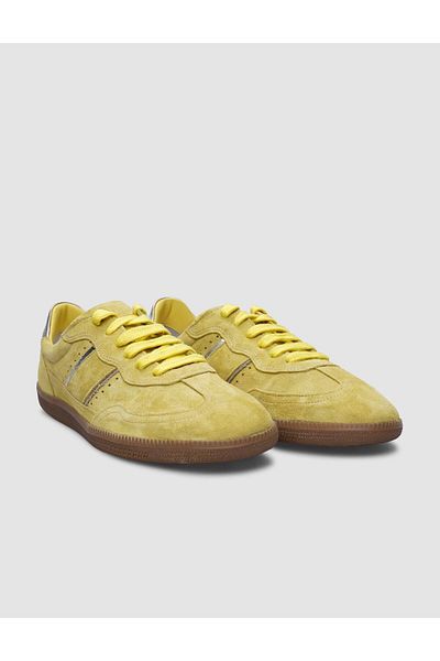 Cabani Yellow Suede 100% Genuine Leather Lace Up Women's Sneakers