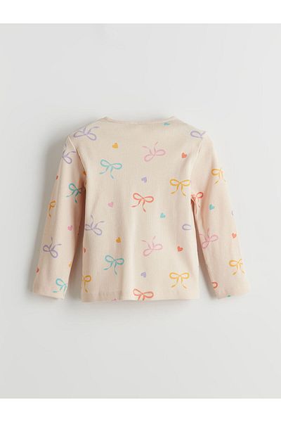 LC Waikiki LCW Kids Crew Neck Κορδέλα Λεπτομερές κοριτσίστικο μπλουζάκι