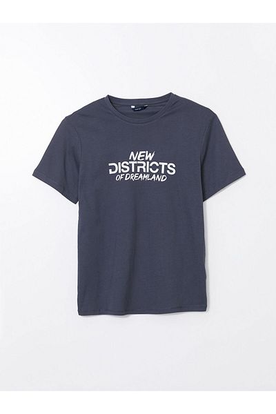 LC Waikiki Tricou pentru bărbați din bumbac pieptănat cu mânecă scurtă cu decolteu și imprimeu de sezon nou - S5KU09Z8