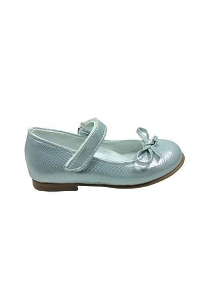 OrtopedikAL 1010 Emt Bebe - Shiny Silver Vk, Mustache Bow Evening Dress Girls' Shoes Fancy