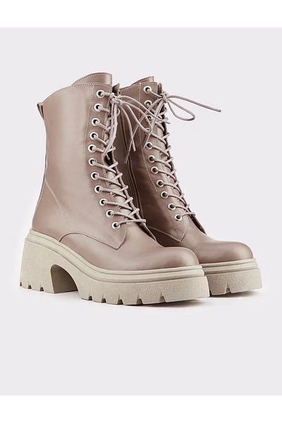 Cabani Genuine Leather Mink Lace-Up Women's Boots