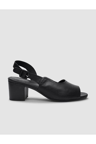 Cabani 100% Genuine Leather Black Buckle Detailed Women's Heeled Sandals