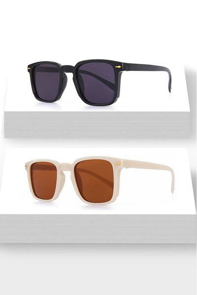 Nilu Moda 2-Piece Unisex UV400 Protected Square Black Sunglasses