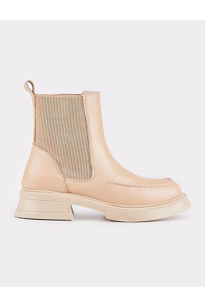 Cabani Genuine Leather Beige Women's Casual Boots