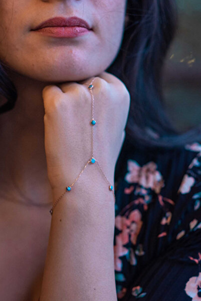 SUNSHINE 925 Ayar Rose Kaplamalı Mavi Taşlı Gümüş Şahmeran