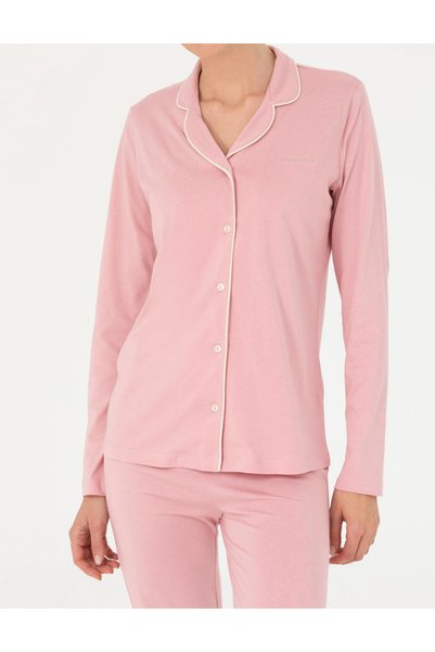 Pierre Cardin Kadın Gül Kurusu Pamuklu Modal Boydan Patlı Kutulu Pijama Takımı Q8.U.8O.K2.K.A8.P.C