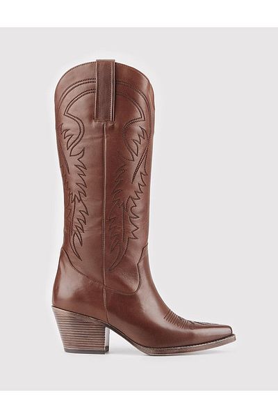 Cabani Genuine Leather Tan Women's Western Boots