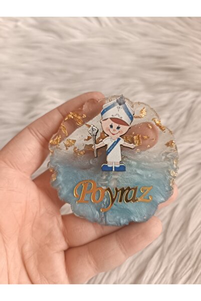 Doğrukan Hediyelik 10 adet sünnet çocuklu mavi epoksi magnet yenidoğan doğum ...