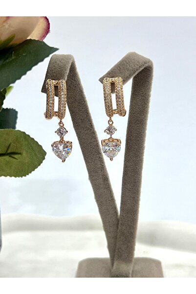 XUPING JEWELRY Özel Seri Ikili Görünüm Kristal Kalp Sallantılı Küpe (18K ROSE...