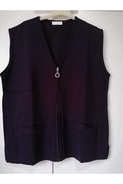 anne moda ankara Premium Quality, Wool Blended Steel Knitted, Solid Color Vest with Zipper