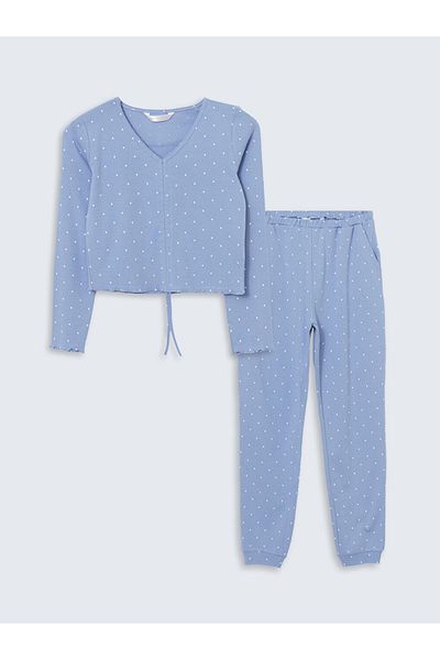 LC Waikiki Lcw Dream Women's V-Neck Polka Dot Pajamas Set