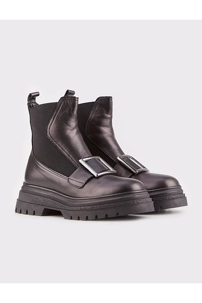 Cabani Genuine Leather Black Fur Women's Heeled Boots