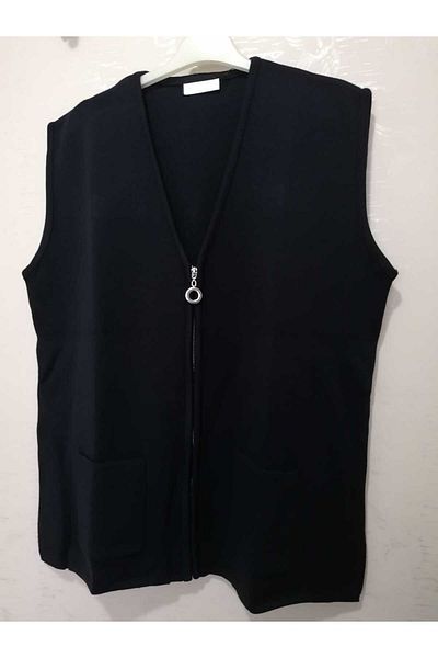 anne moda ankara Premium Quality, Wool Blended Steel Knitted, Solid Color Vest with Zipper