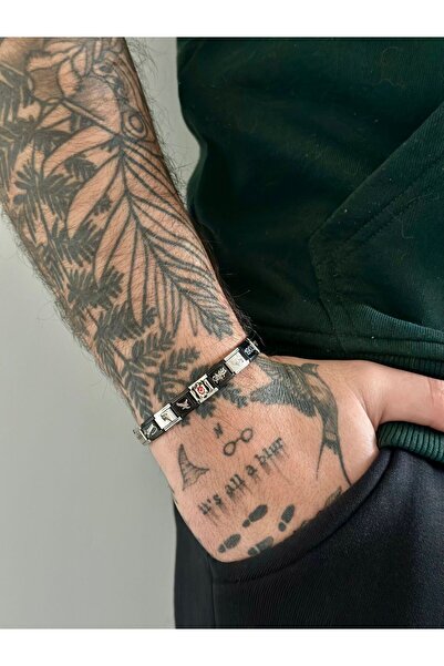 nokt Siyah Beyaz Arma Charmlı İtalyan Bileklik ( Ay Yıldız Bileklik Hediyeli)