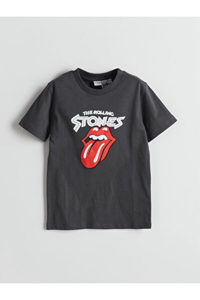 LC Waikiki LCW Kids Bisiklet Yaka Rolling Stones Baskılı Erkek Çocuk Tişört