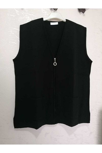 anne moda ankara Premium Quality, Wool Blended Steel Knitted, Solid Color Vest with Zipper