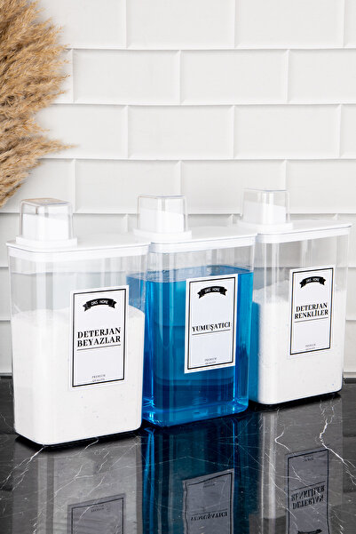 DNS HOME 3-Piece Detergent Storage Container Self-Scale Coloured Whites Softener Detergent Set 3000ml