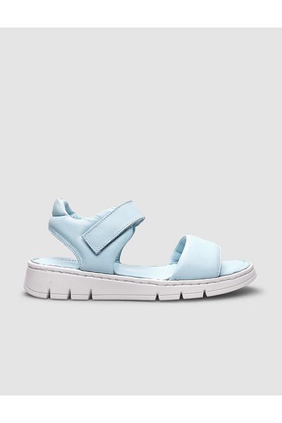 Cabani Sandale de damă 100% din piele naturală cu închidere cu velcro albastru