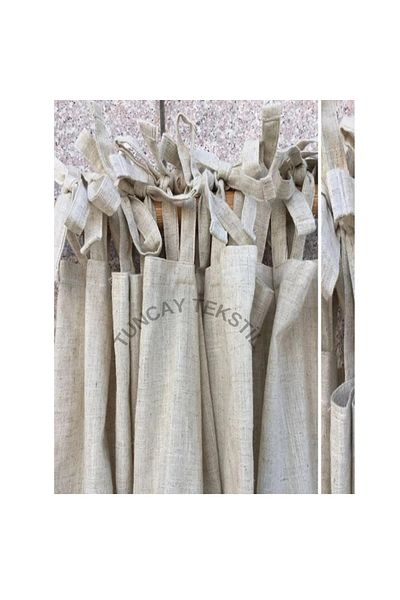 TUNCAY TEKSTİL Vintage Plain Linen Curtain - 100% Cotton Bridli Design