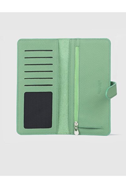 Cabani Hakiki Deri Yeşil Kadın Cüzdan
