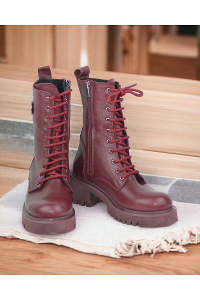 yabisago Gaia Model Waterproof Claret Red Women's Boots - Light Sole, Genuine Leather
