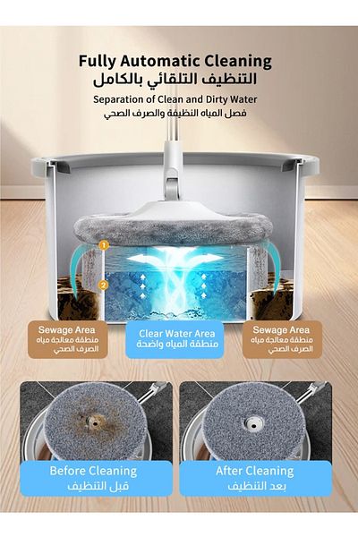 Cady One Microfiber Mop and Bucket Set with Water Filtration System - Self Cleaning/Dry/Wet, All-in-One
