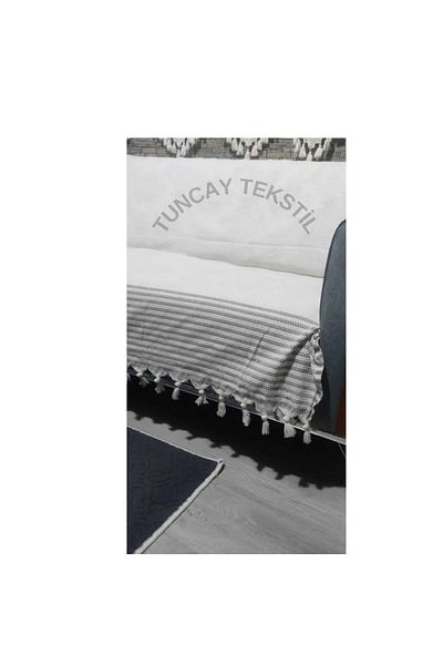 TUNCAY TEKSTİL 180 x 220 cm Ecru Organic Buldan Cloth - Sofa and Sofa Sofa Bed Cover
