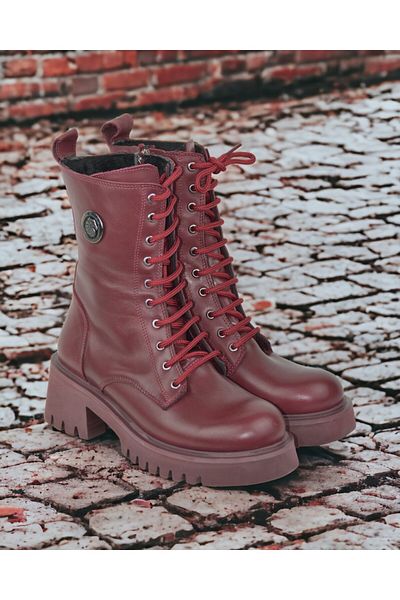 yabisago Gaia Model Waterproof Claret Red Women's Boots - Light Sole, Genuine Leather