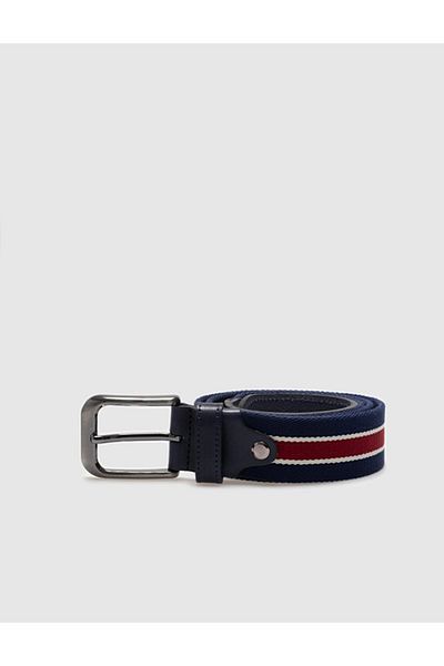 Cabani Knitwear Navy Blue - Red 4 cm Men's Casual Belt