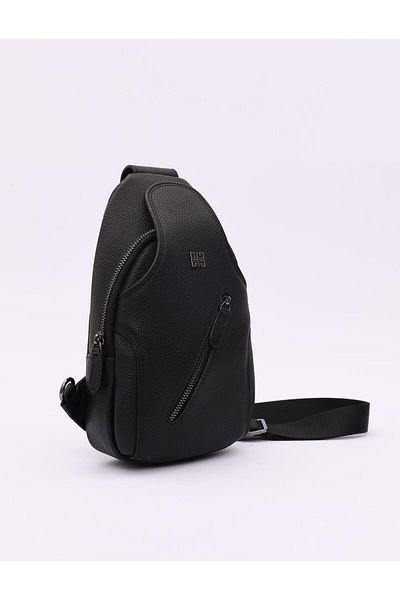 Cabani Genuine Leather Black Crossbody Bag