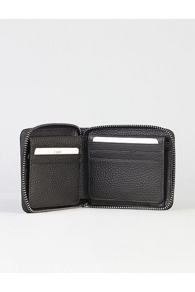 Cabani Genuine Leather Zipper Detailed Black Men's Wallet