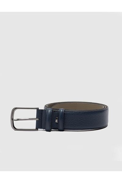 Cabani 100% Genuine Leather Men's Navy Blue 4 cm Classic Belt