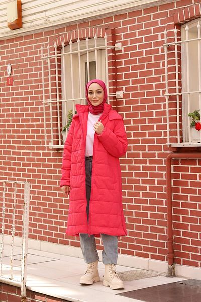 lurex moda Long Coat with Side Zipper