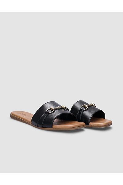 Cabani Papuci de damă din piele naturală cu cataramă neagră