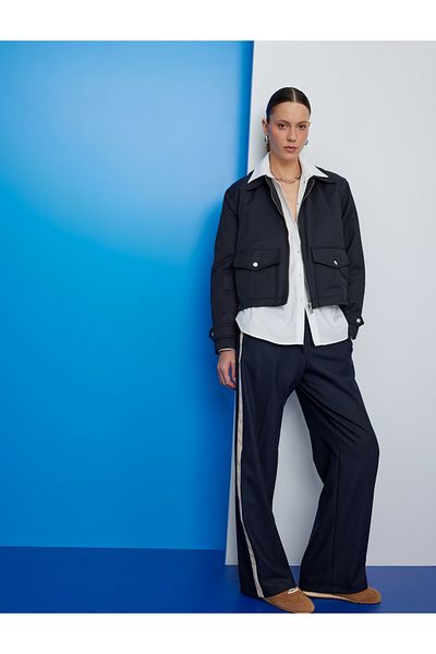 Koton Women's Canvas Trousers 5Sak40246Pw Navy Blue