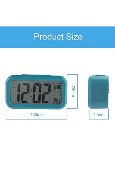 Primo Plus LED Digital Electronic Alarm Clock With Calendar And Thermometer Blue