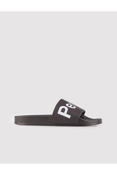 Cabani Black Women's Slippers with Text Motif