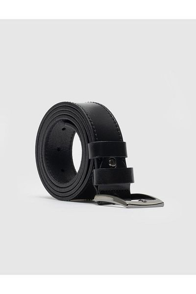 Cabani 100% Genuine Leather Men's Black 3.5 cm Stitched Classic Belt